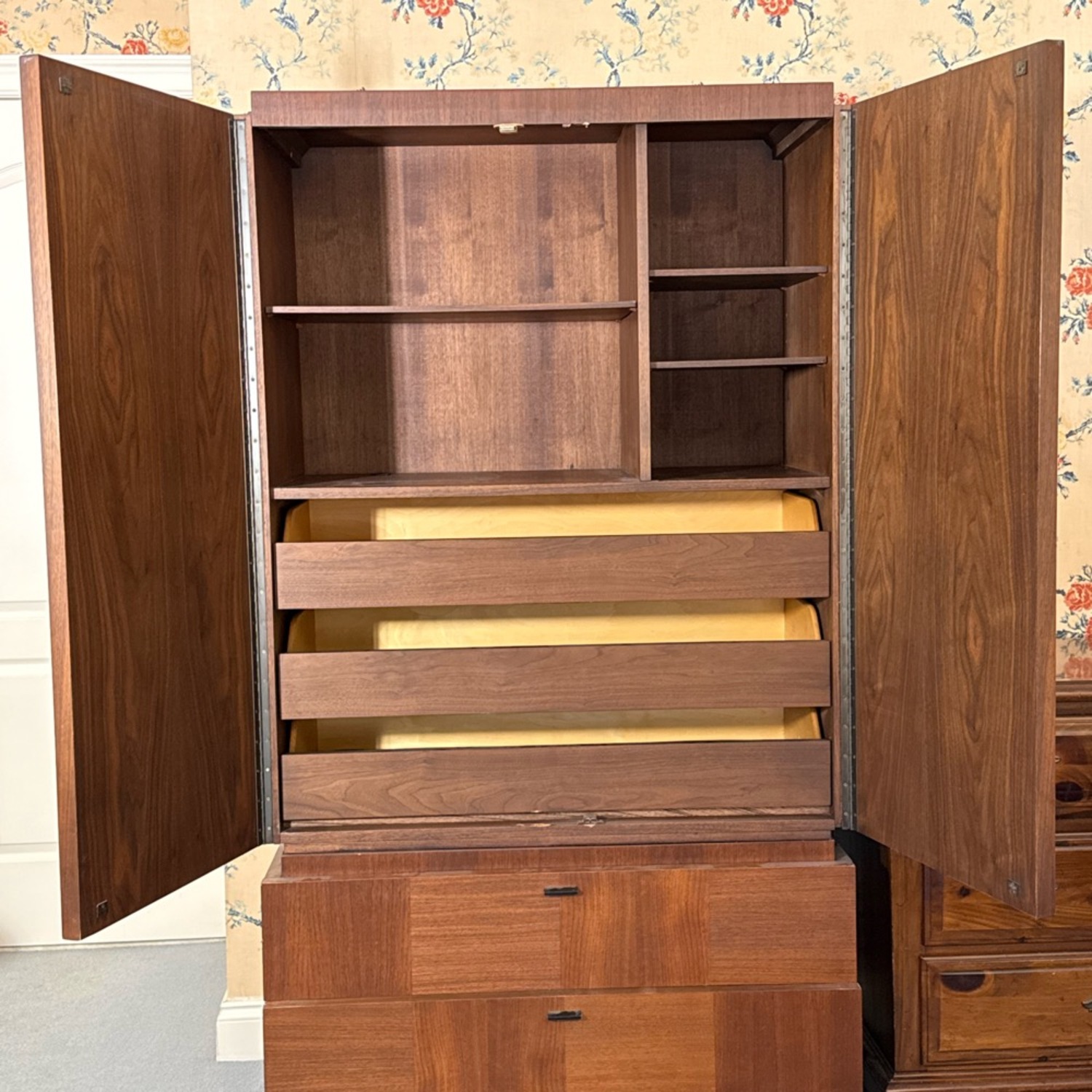 Lane Staccato Brutalist Mahogany Armoire  - image-1