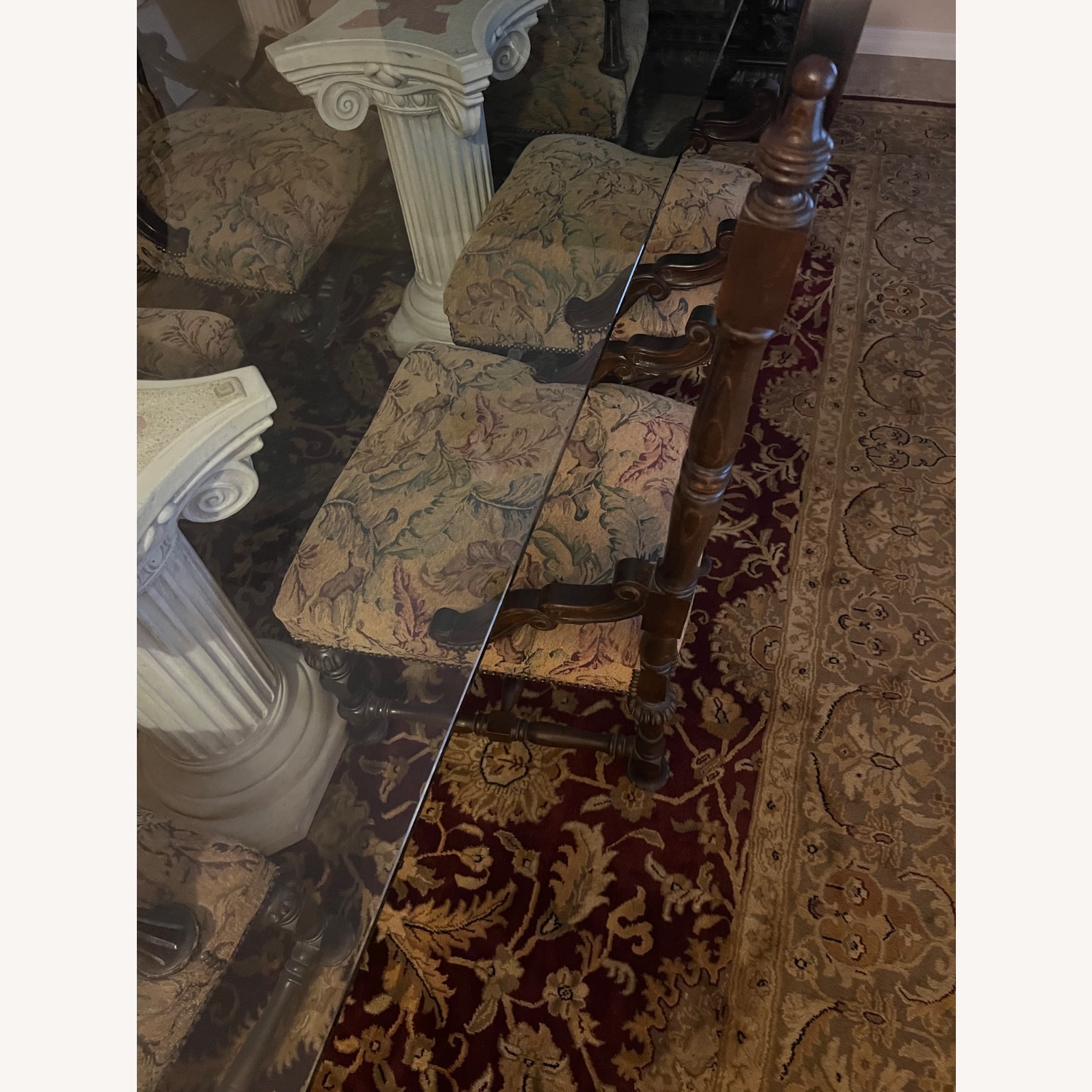 Custom Glass Top Table W 2 Solid Terrazo Columns - image-3