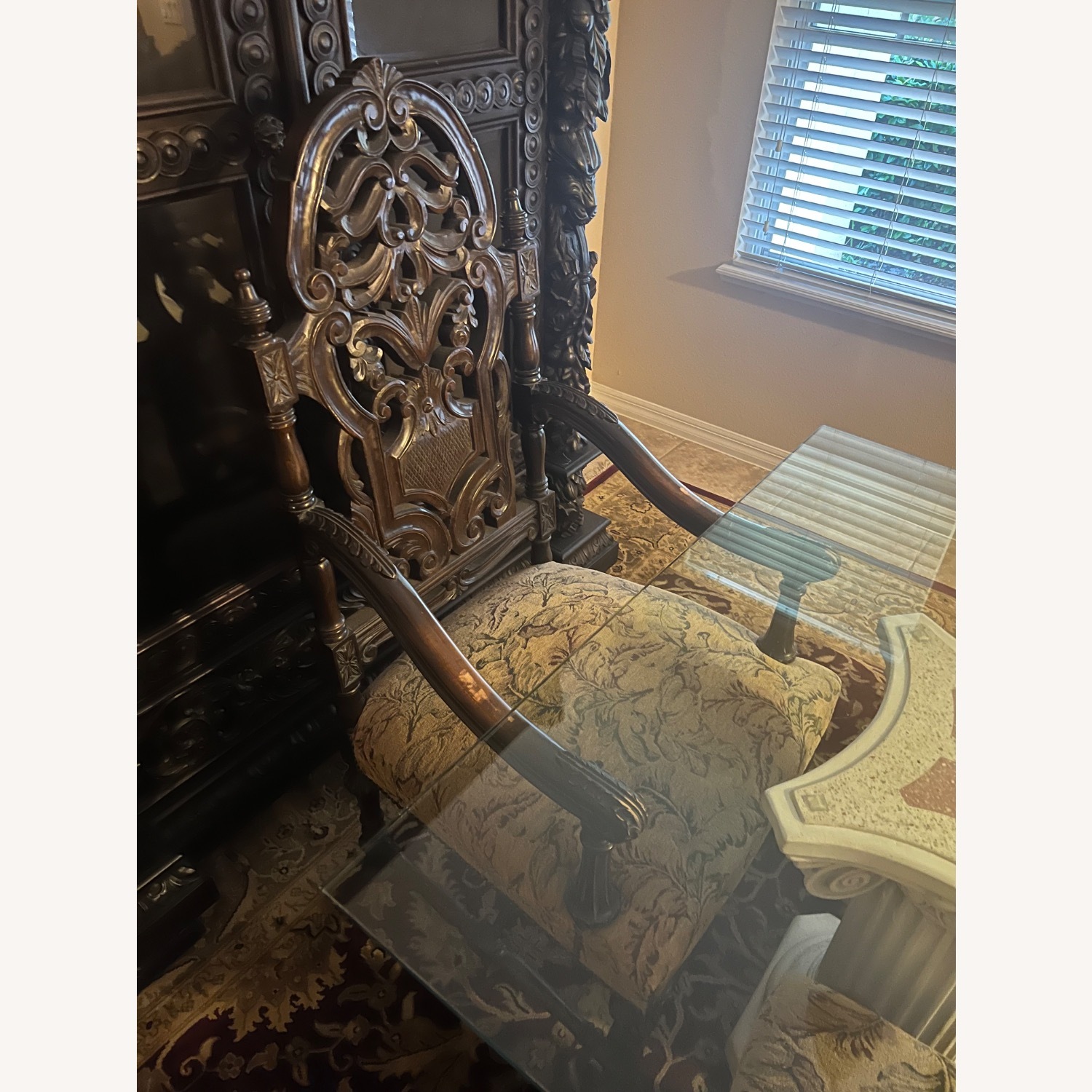 Custom Glass Top Table W 2 Solid Terrazo Columns - image-5