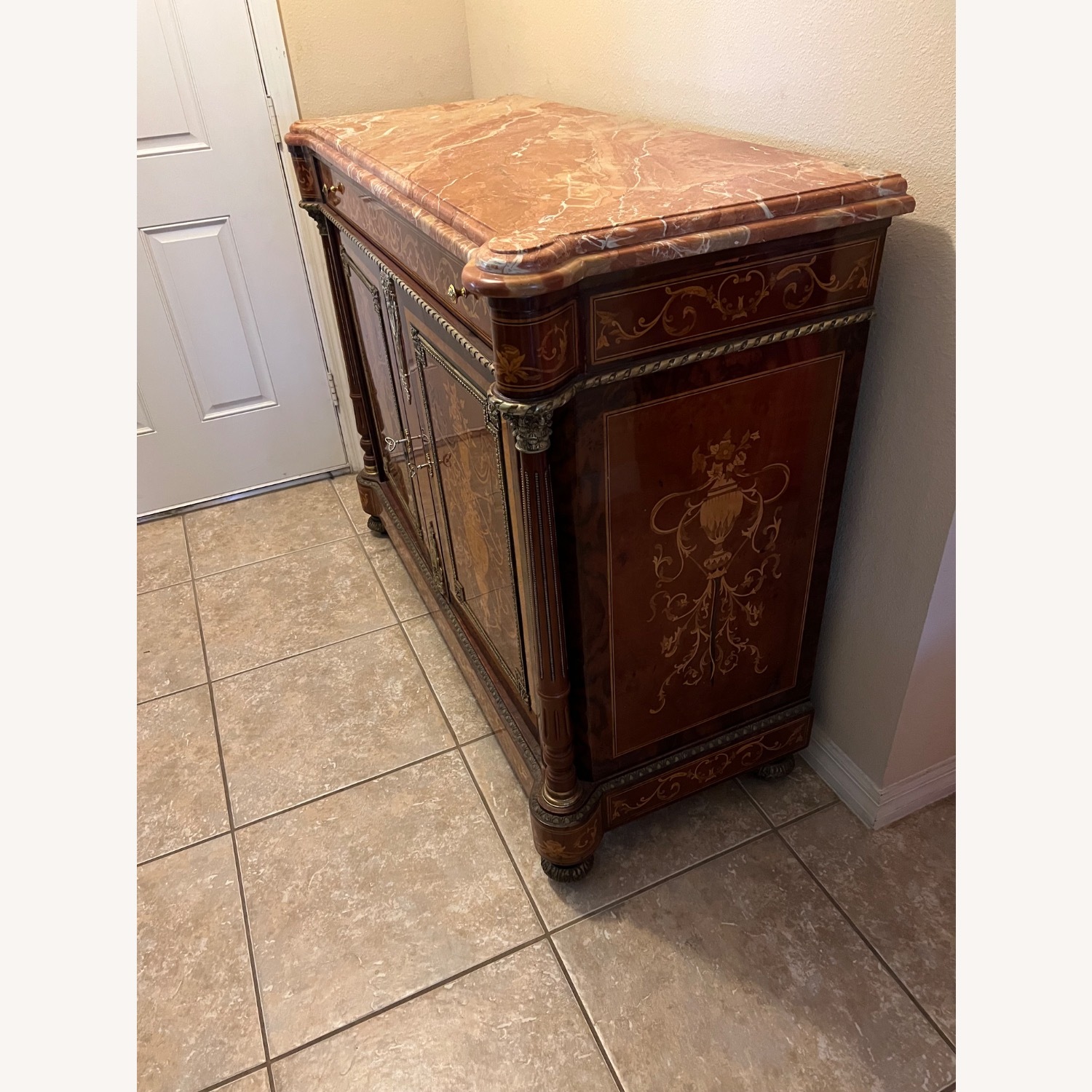 Wooden Designer Marble Top Curio - image-1