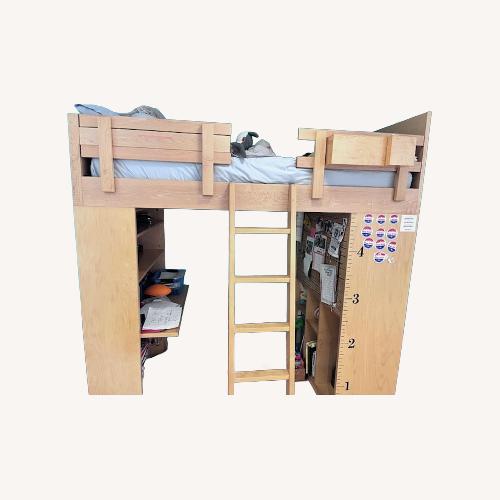 Used Natural Wood Loft Bed with Desk & Storage for sale on AptDeco