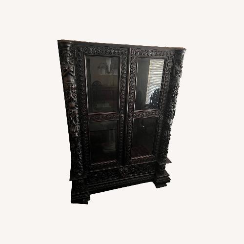 Used Custom Hand Carved Wooden China Cabinet with Top for sale on AptDeco