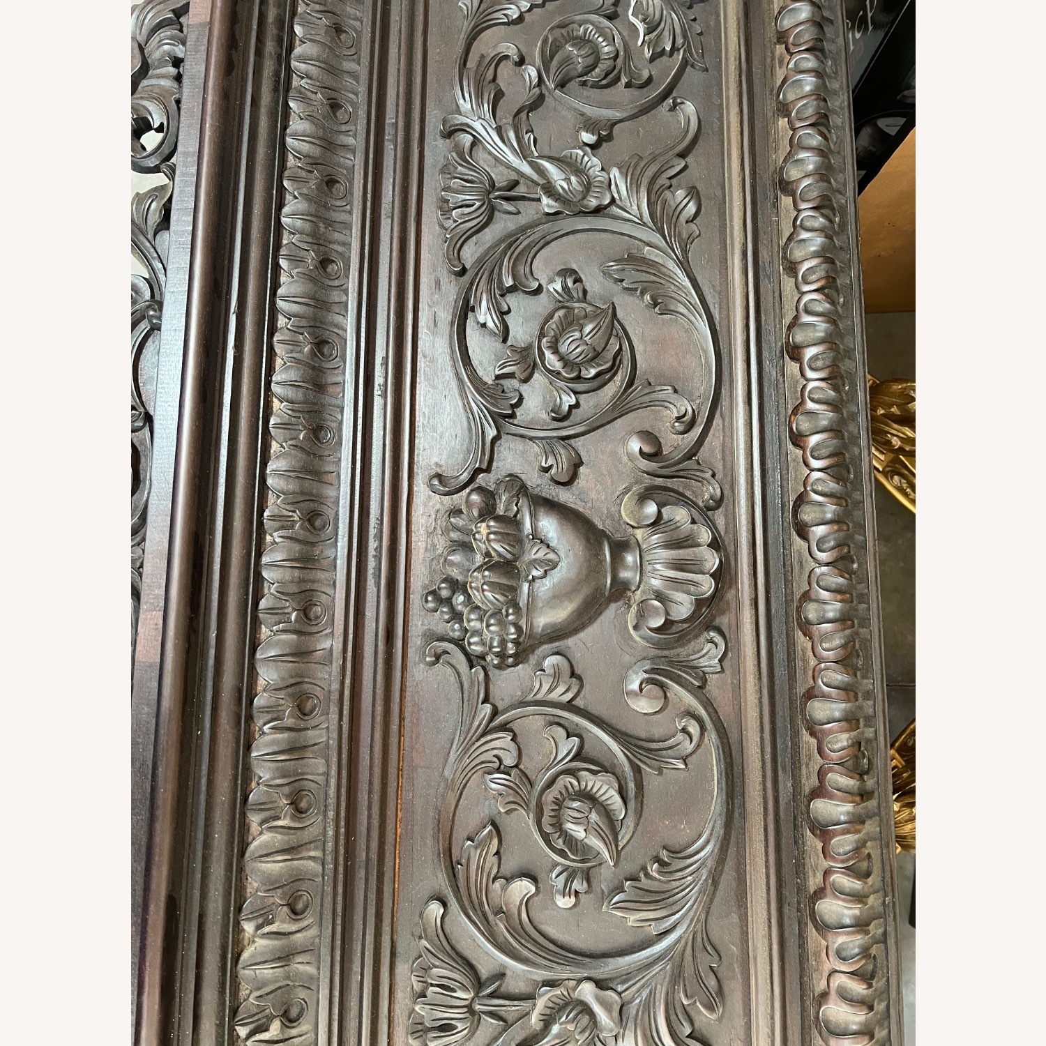 Custom Hand Carved Wooden China Cabinet with Top - image-13