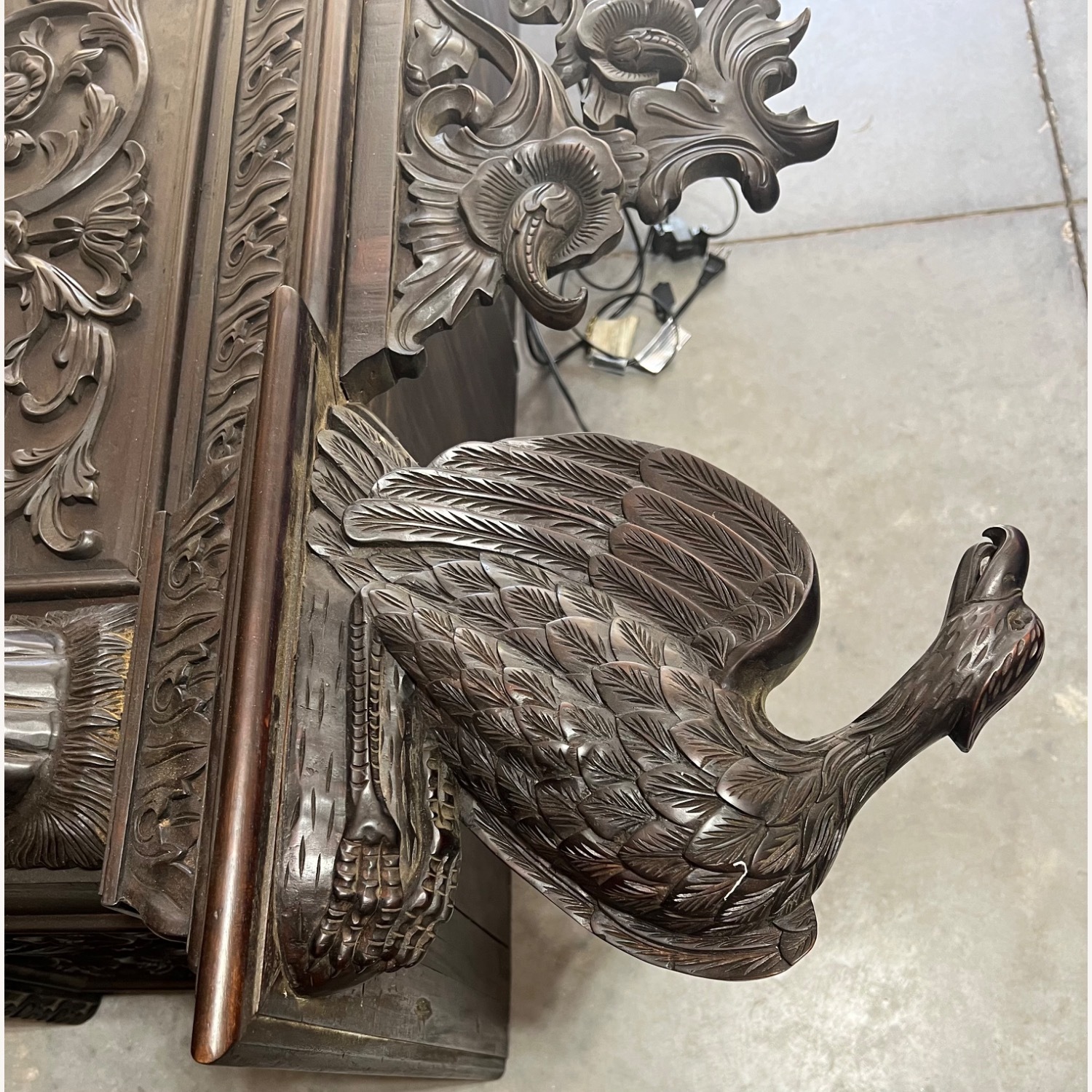 Custom Hand Carved Wooden China Cabinet with Top - image-15