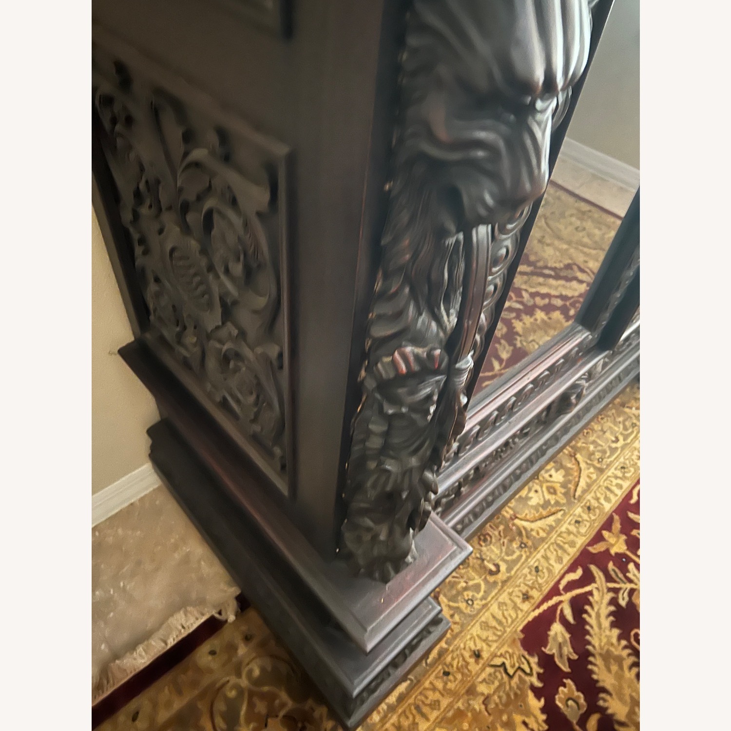 Custom Hand Carved Wooden China Cabinet with Top - image-7
