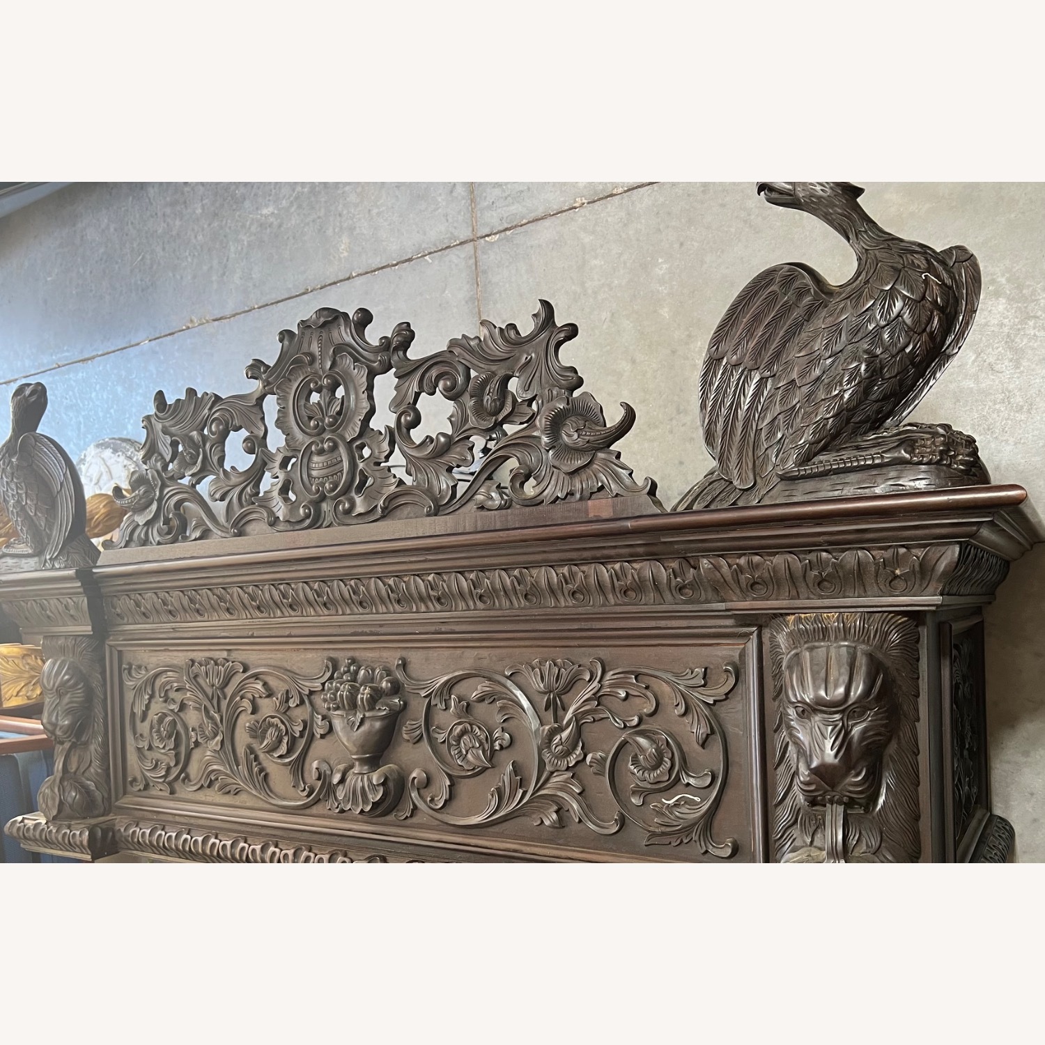 Custom Hand Carved Wooden China Cabinet with Top - image-12