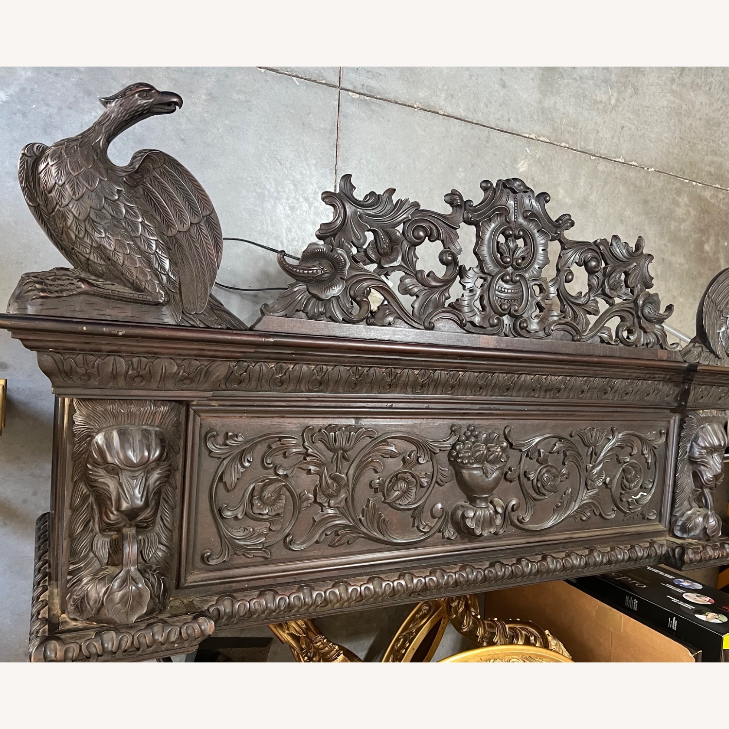 Custom Hand Carved Wooden China Cabinet with Top - image-9