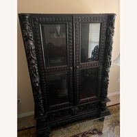 Custom Hand Carved Wooden China Cabinet with Top