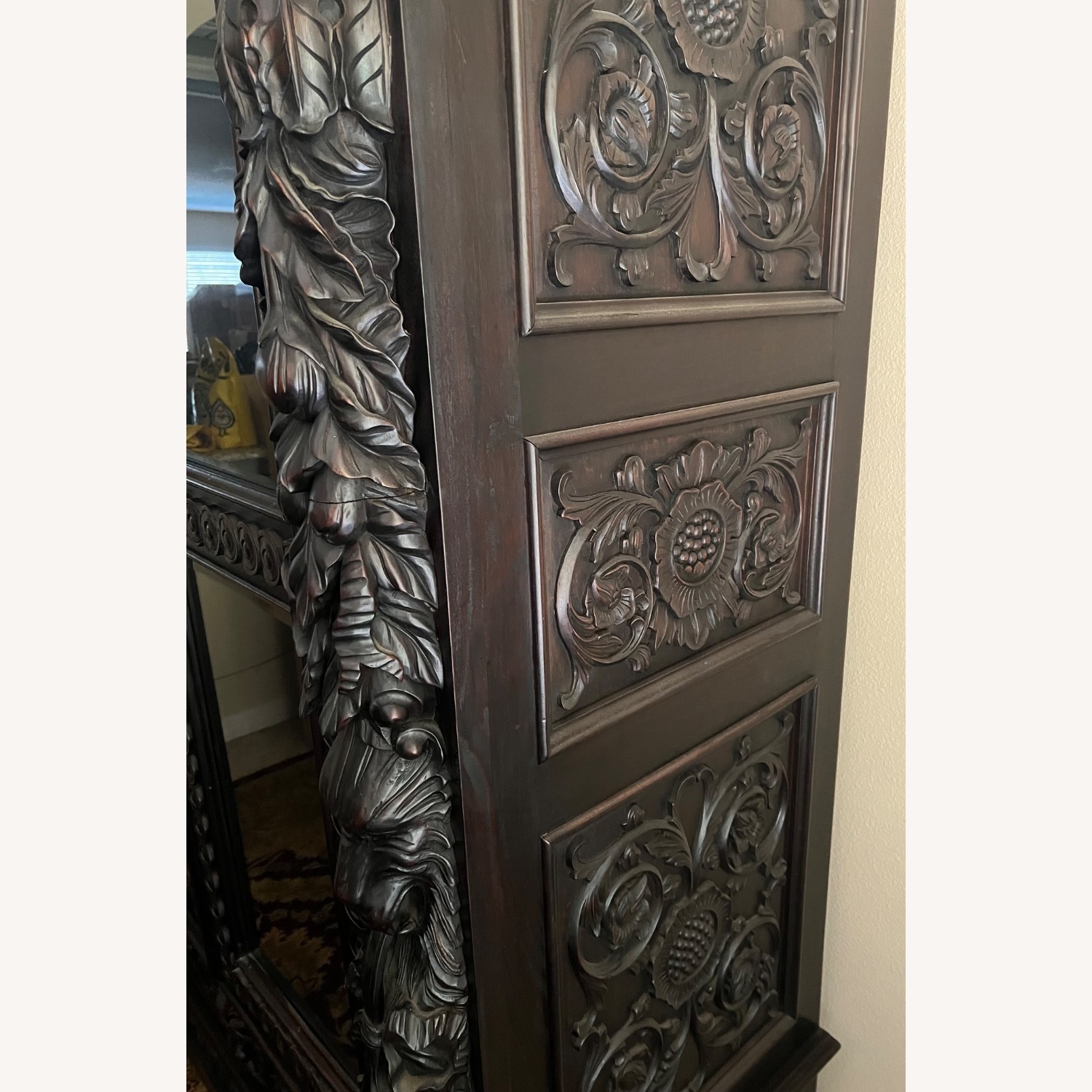 Custom Hand Carved Wooden China Cabinet with Top - image-4