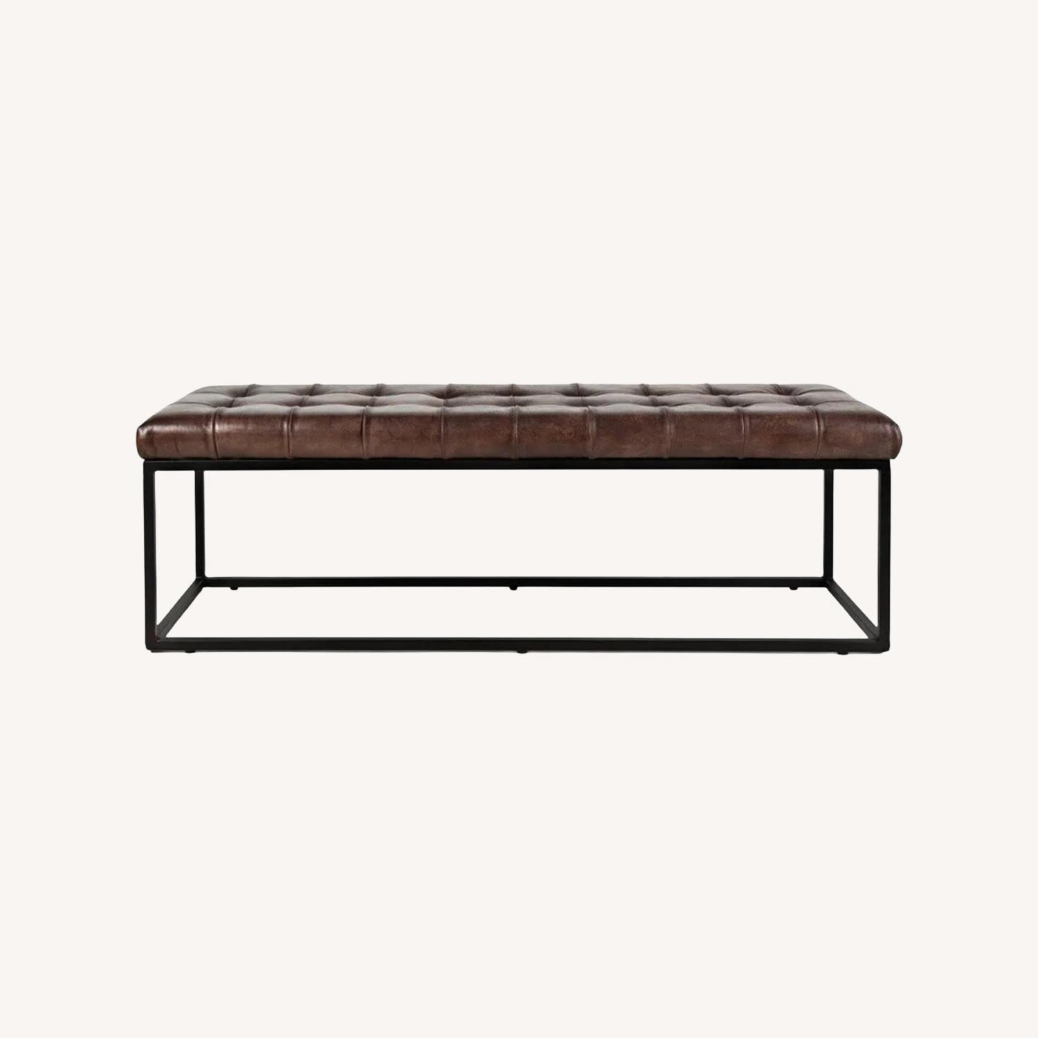 Jofran Global Archive Dark Brown Leather Bench - image-0