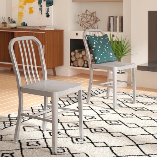 Used Wayfair Akins Light Gray Metal Dining Chairs for sale on AptDeco