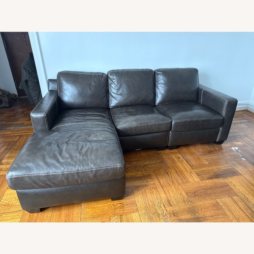 Used Raymour & Flanigan Anaheim Dark Brown 2 Piece Sectional for sale on AptDeco