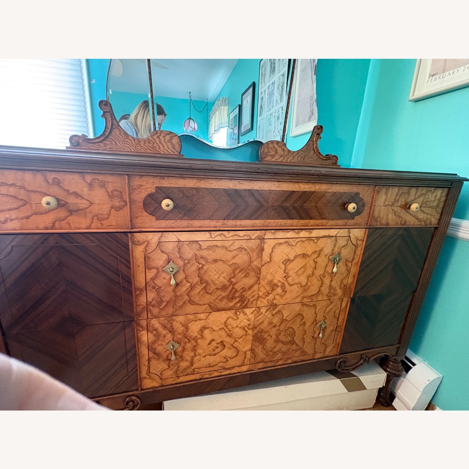 Vintage/Antique Dark Brown Wood Dresser - image-1