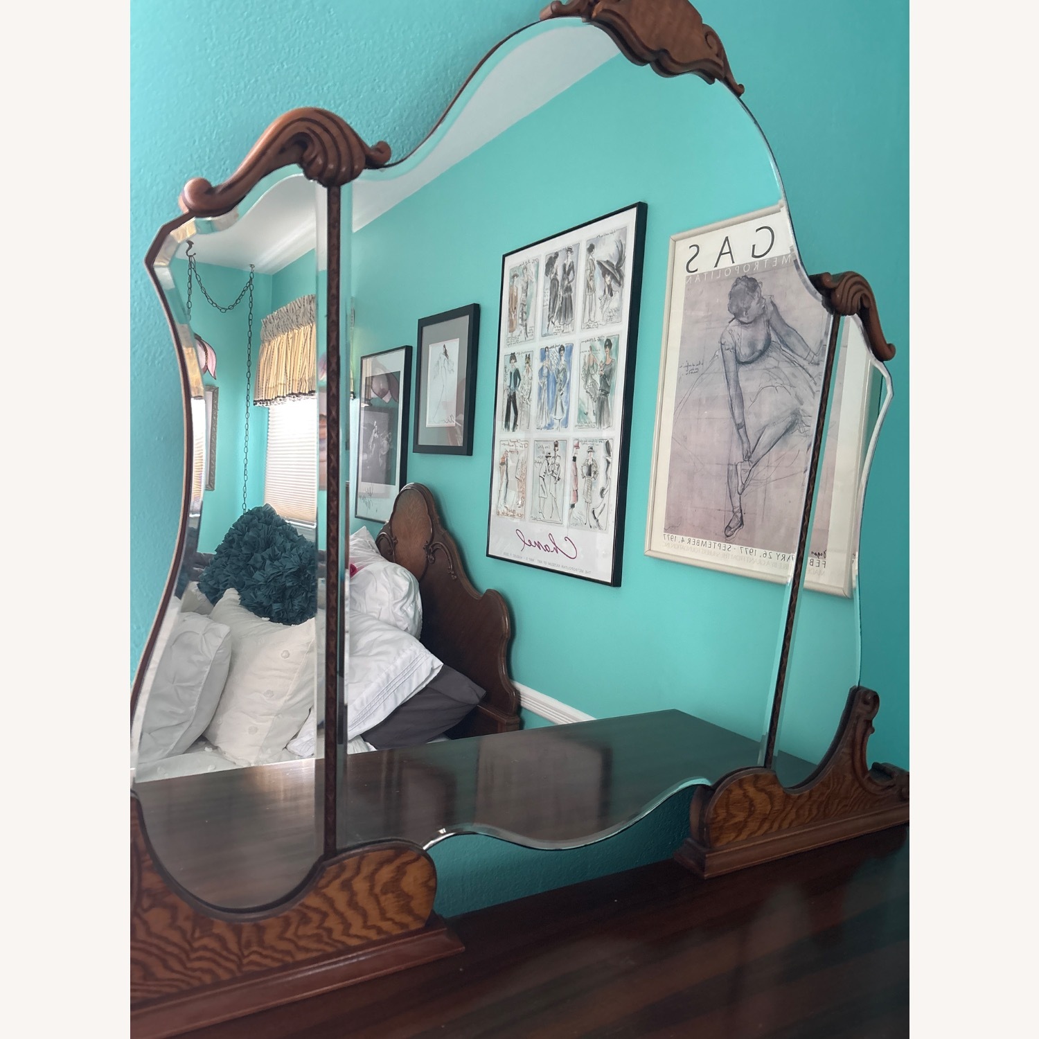 Vintage/Antique Dark Brown Wood Dresser - image-4