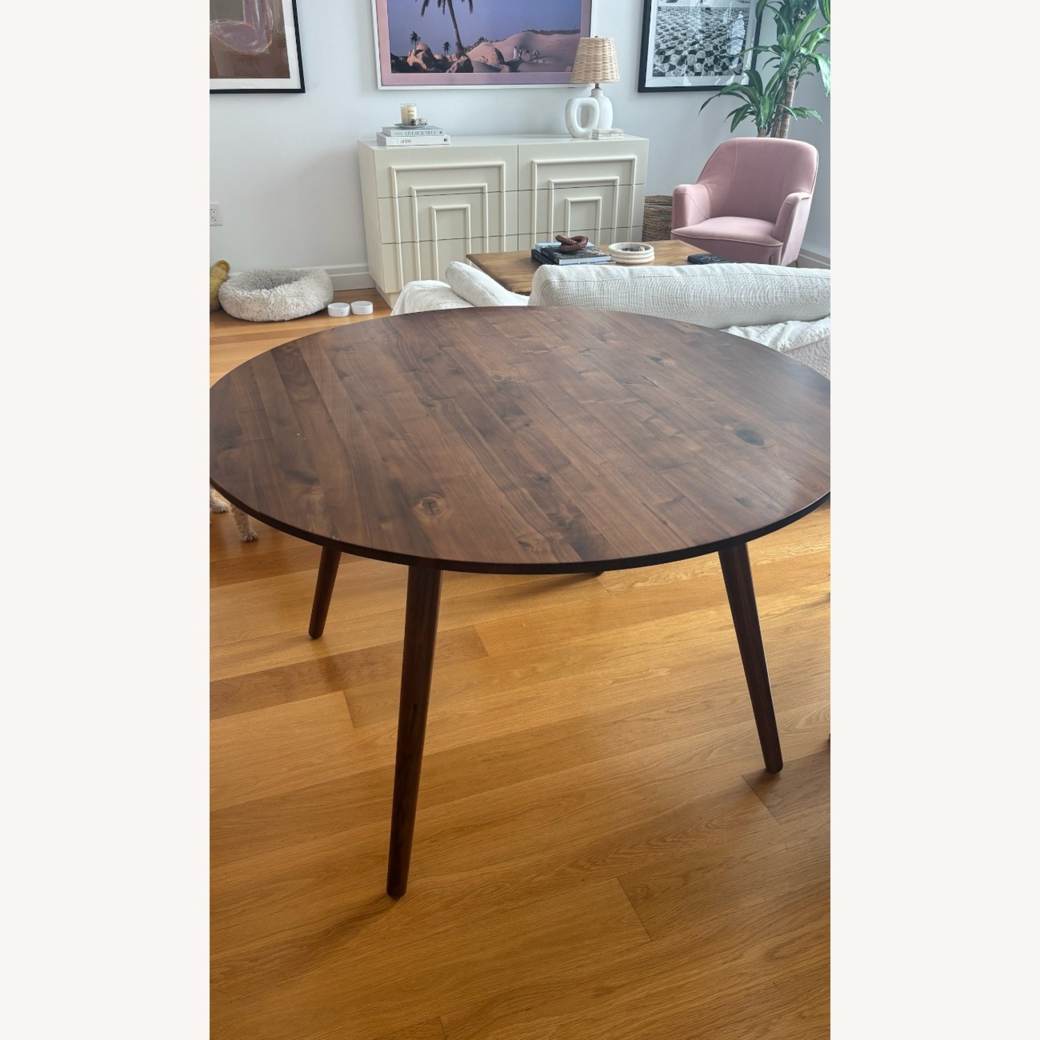Mid Century Modern West Elm Dark Wood Dining Set - image-1