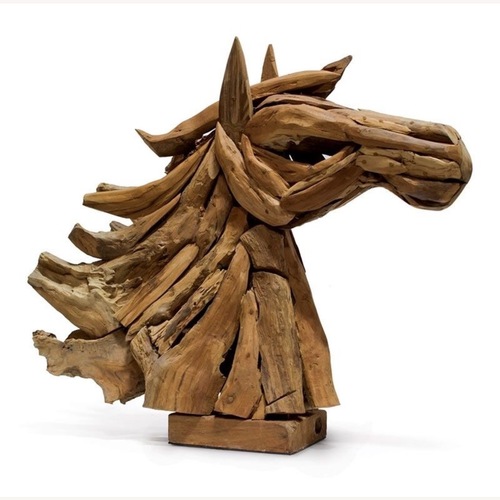 Used Organic Teak Driftwood Horse Sculpture for sale on AptDeco