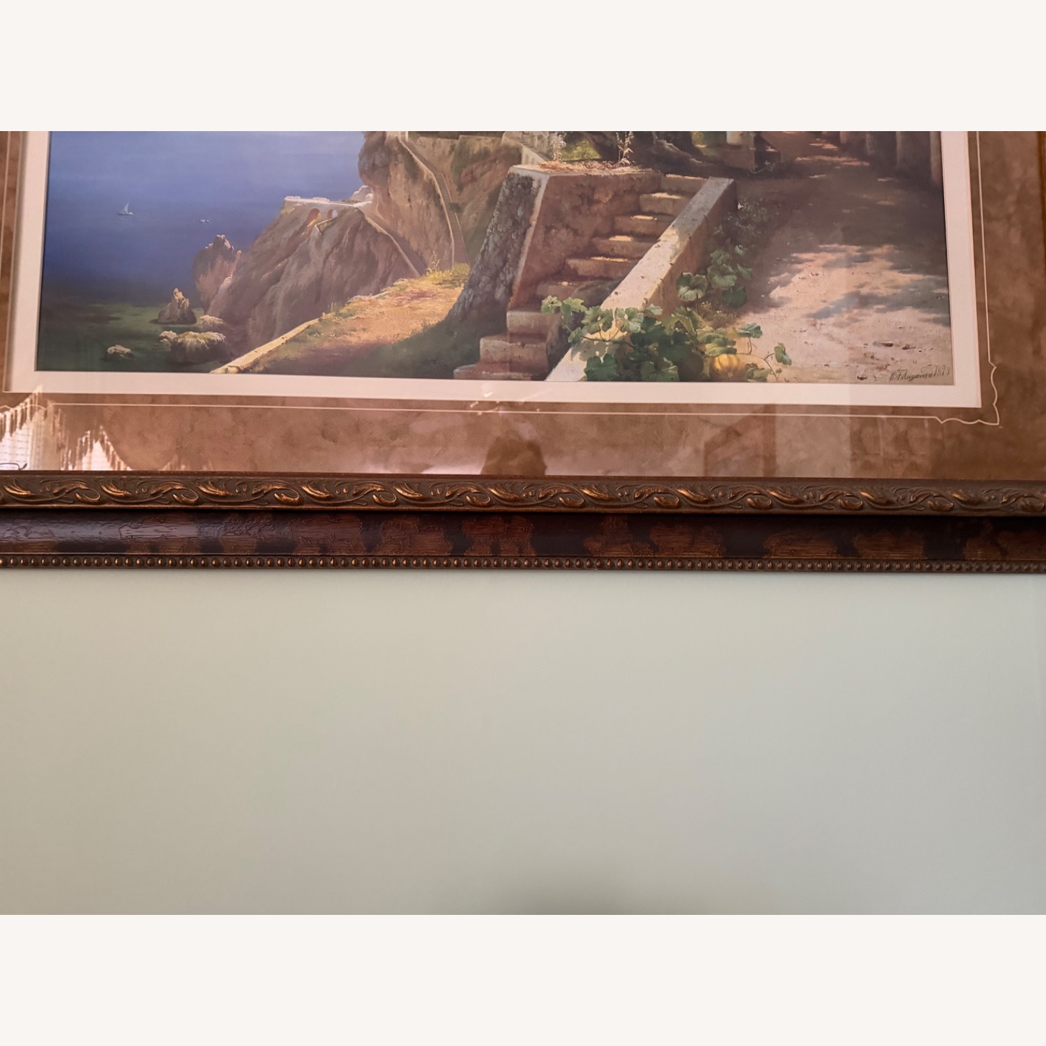 Vintage/Antique Dark Brown Wood Wall Art - image-1