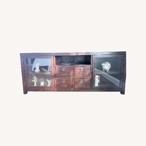 Used Pottery Barn Rhys Dark Brown Wood Media Storage for sale on AptDeco