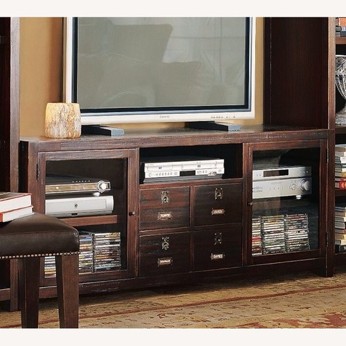 Used Pottery Barn Rhys Dark Brown Wood Media Storage for sale on AptDeco