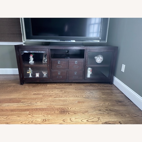 Used Pottery Barn Rhys Dark Brown Wood Media Storage for sale on AptDeco