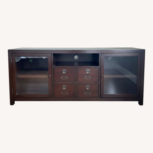 Used Pottery Barn Rhys Dark Brown Wood Media Storage for sale on AptDeco