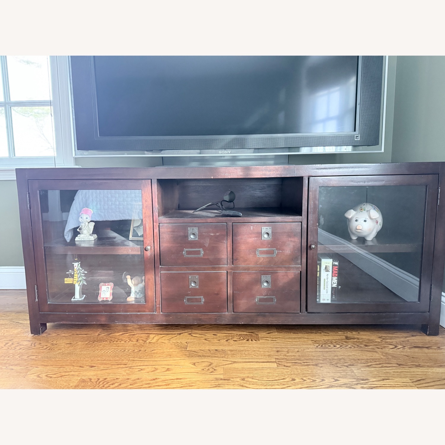 Pottery Barn Rhys Dark Brown Wood Media Storage - image-3