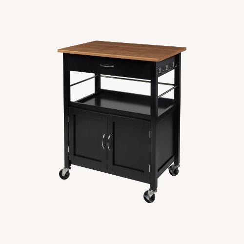 Used Black Wood Bar Cart for sale on AptDeco