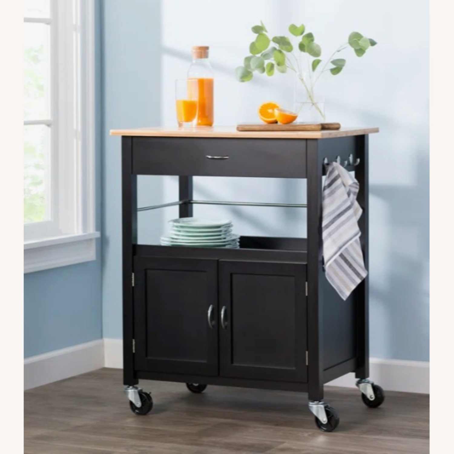 Black Wood Bar Cart - image-0