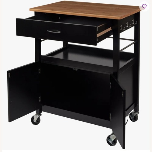 Used Black Wood Bar Cart for sale on AptDeco