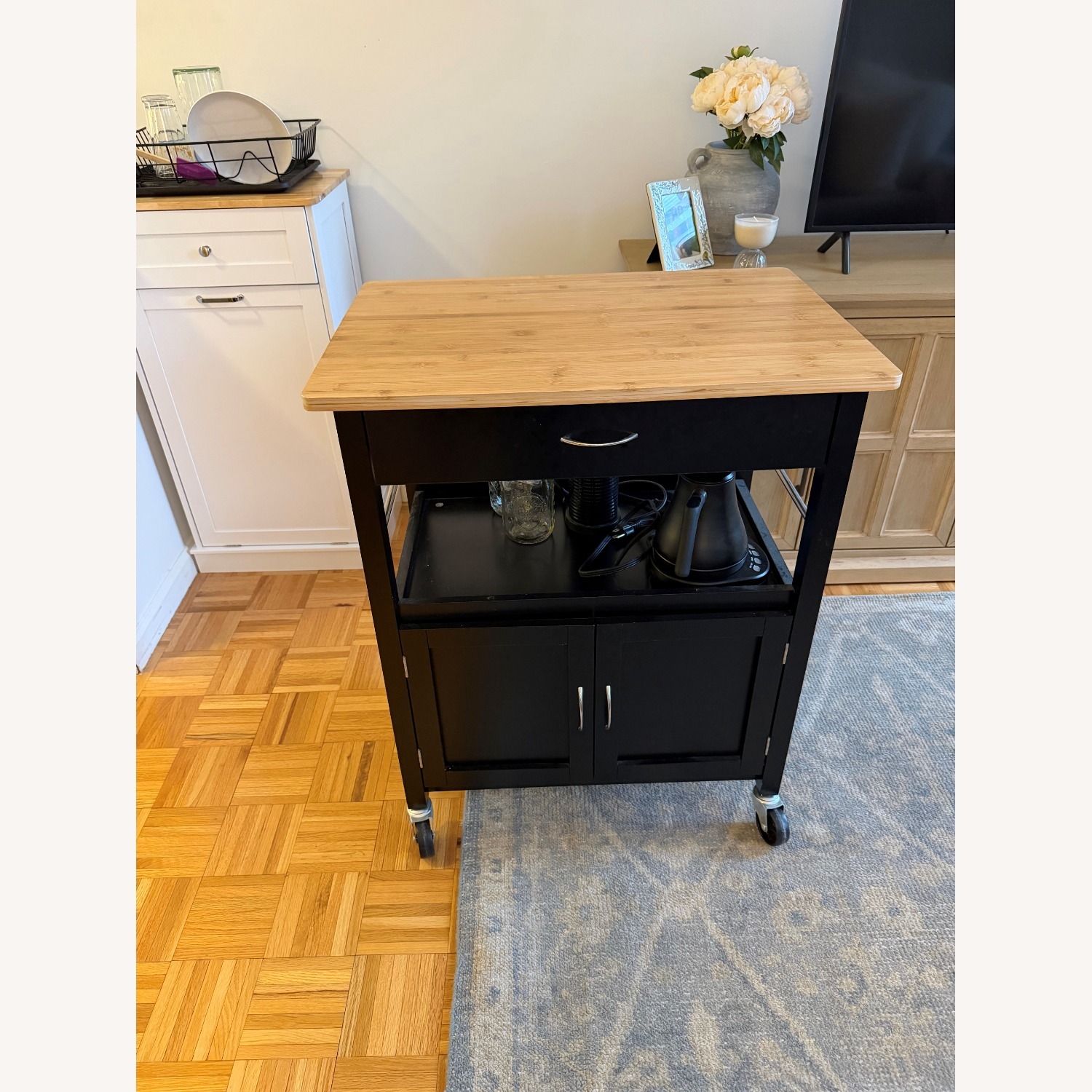 Black Wood Bar Cart - image-3
