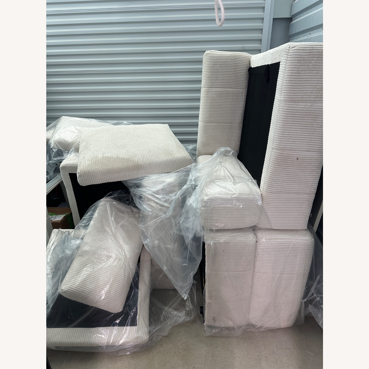 108” 3 Sectional Cream Corduroy Couch - image-2