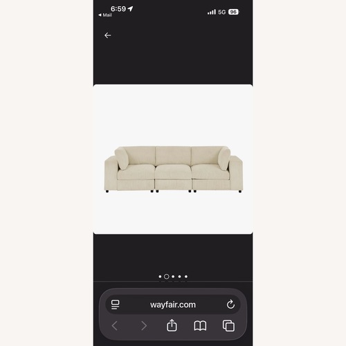 Used 108” 3 Sectional Cream Corduroy Couch for sale on AptDeco