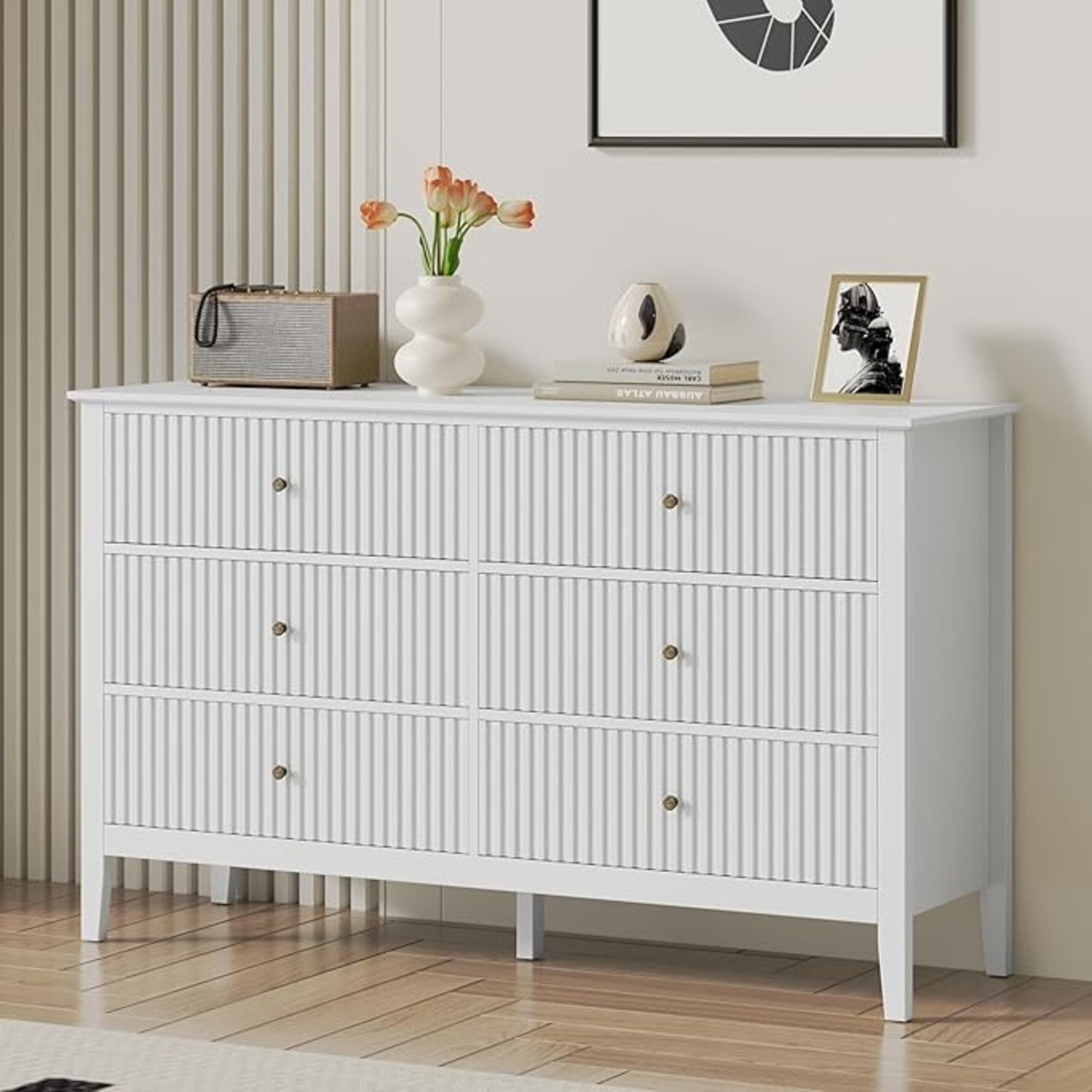Pottery Barn White Wood Dresser - image-0
