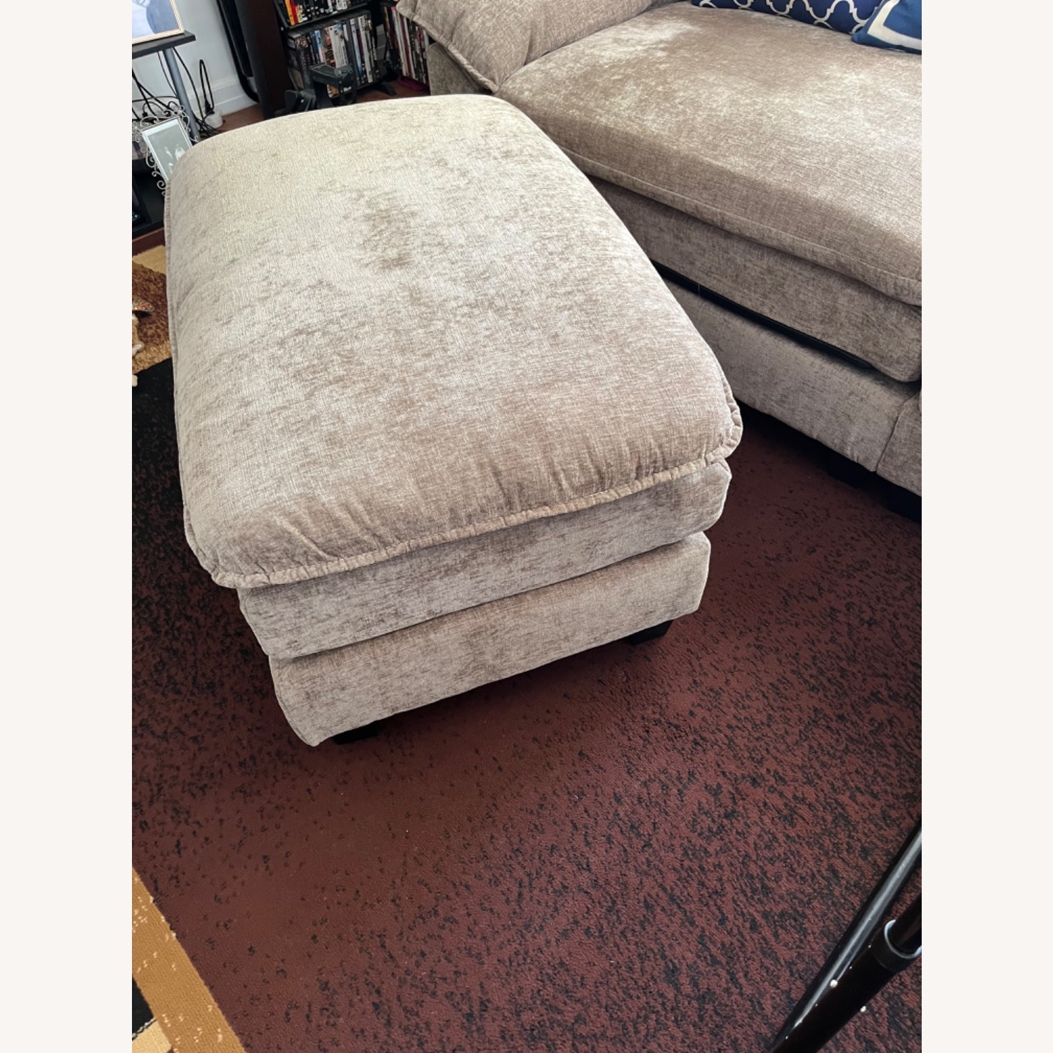 Vintage/Antique Light Brown Fabric Ottoman - image-2