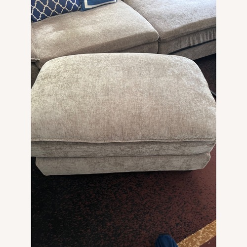 Used Vintage/Antique Light Brown Fabric Ottoman for sale on AptDeco