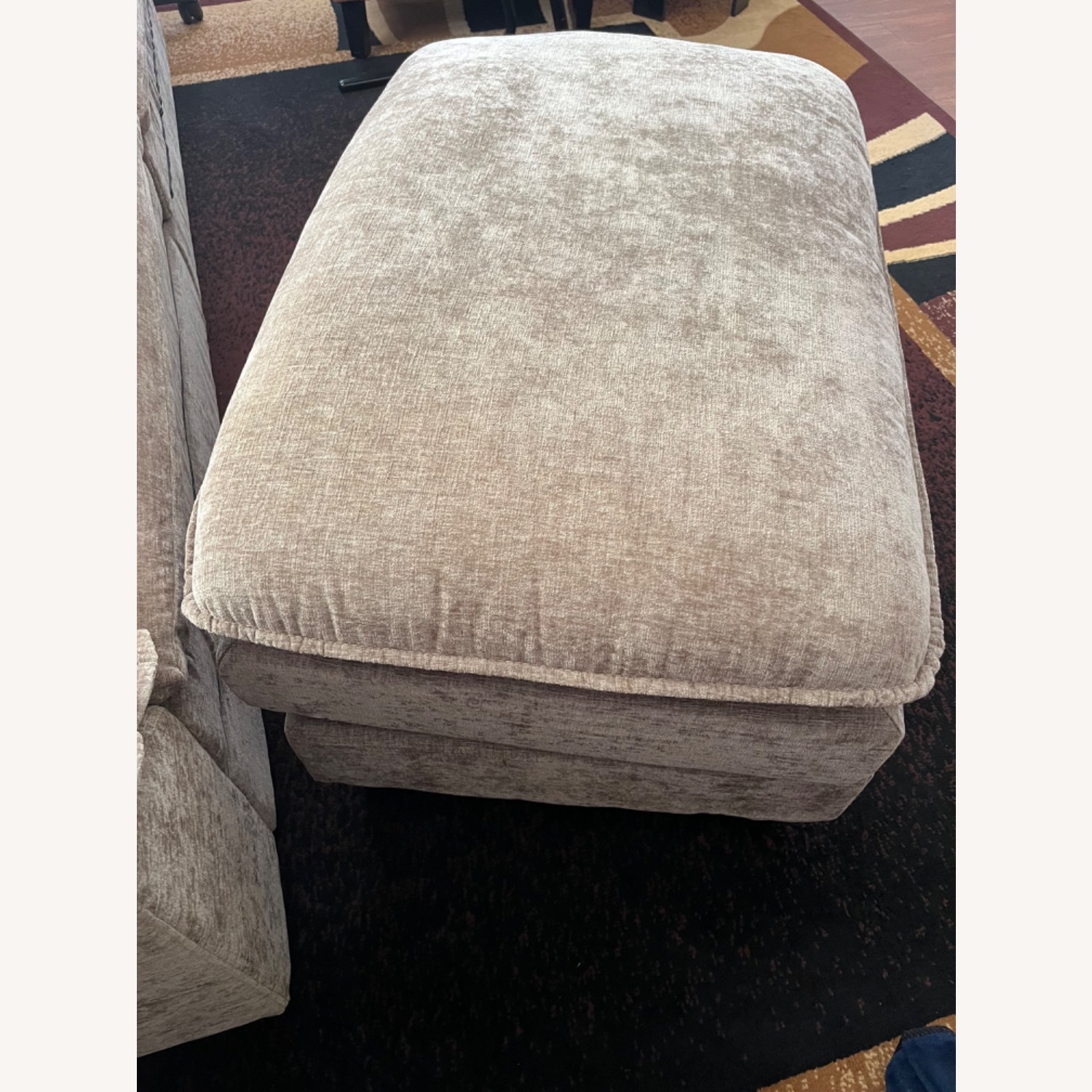 Vintage/Antique Light Brown Fabric Ottoman - image-1