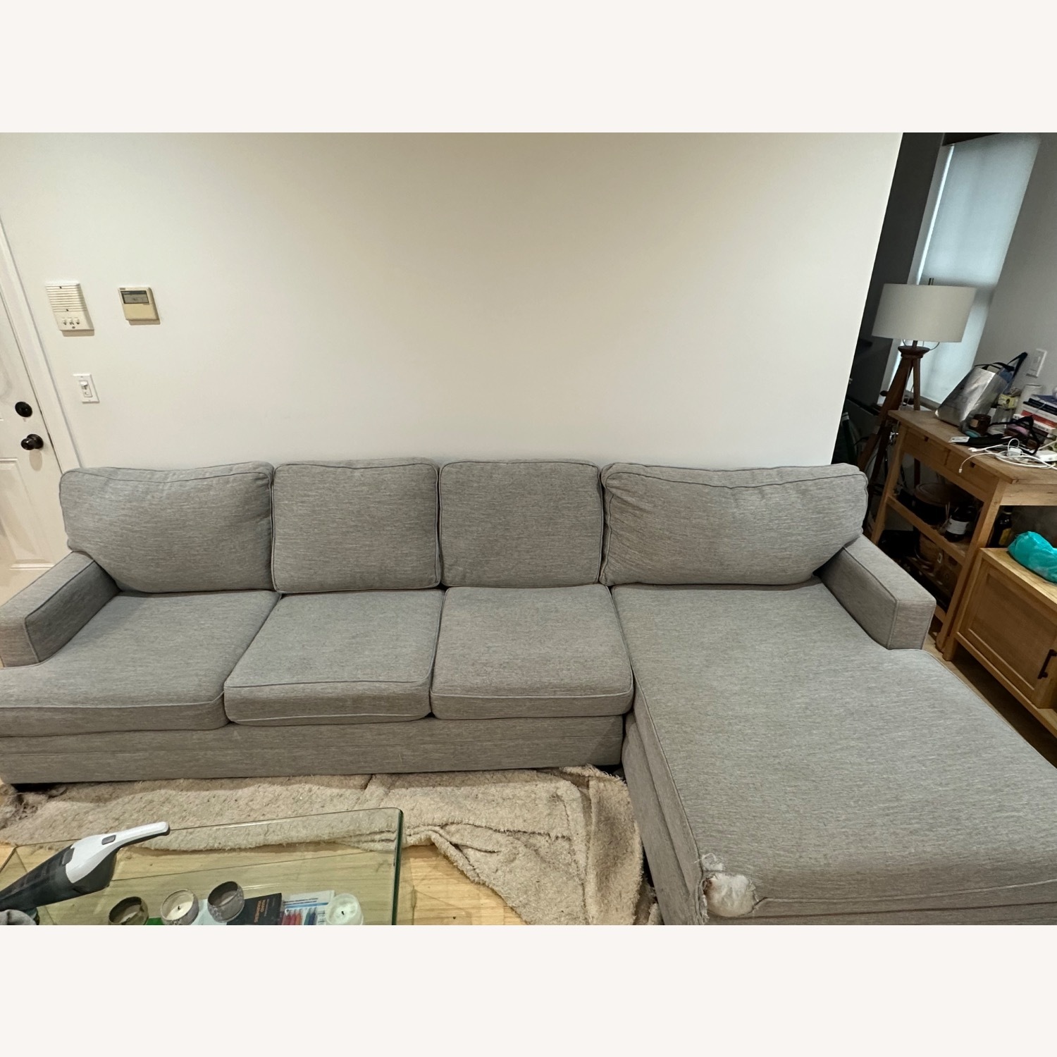 Living Spaces Light Gray 3+ Seater Sofa - image-3