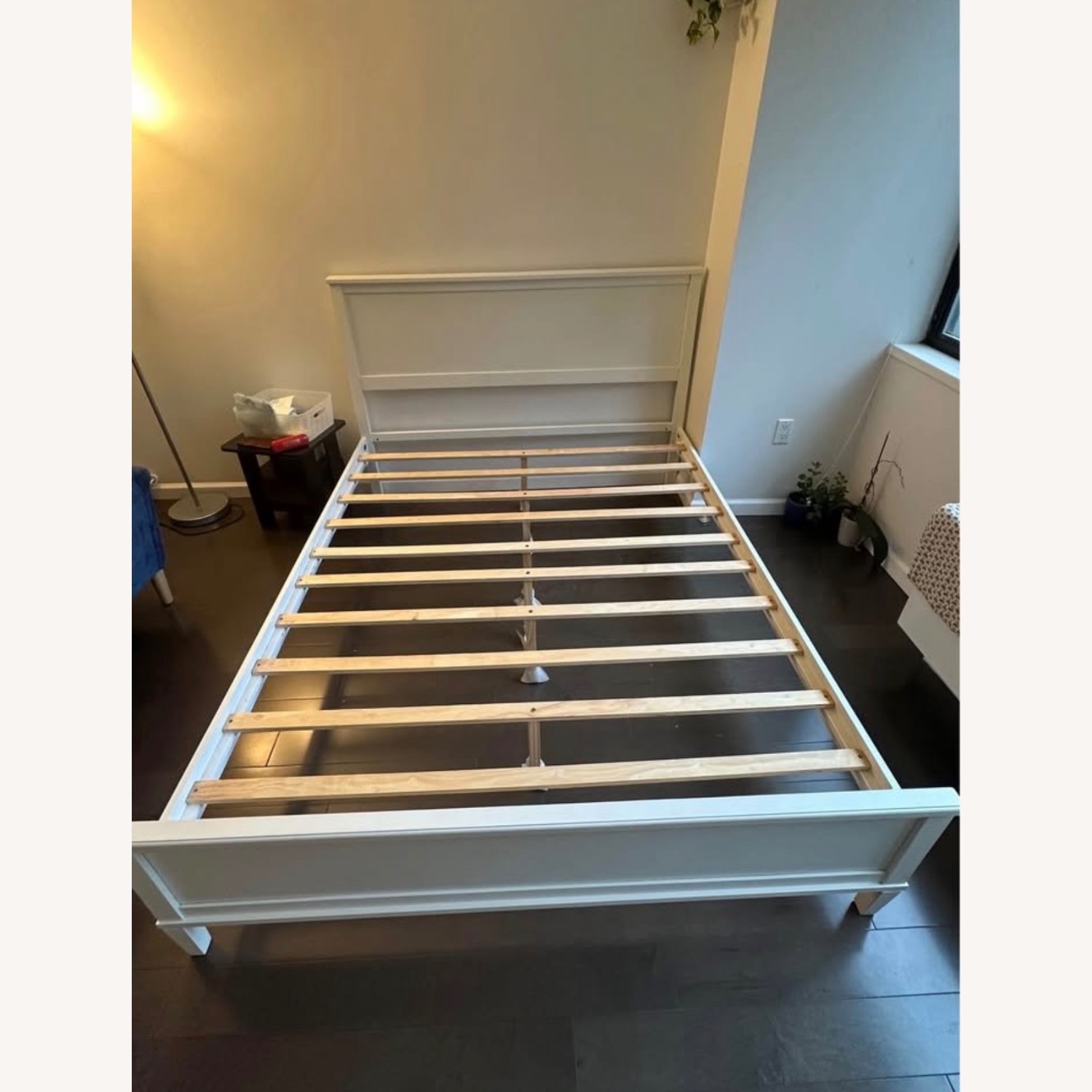 White Queen Size Wood Platform Bed Frame - image-2
