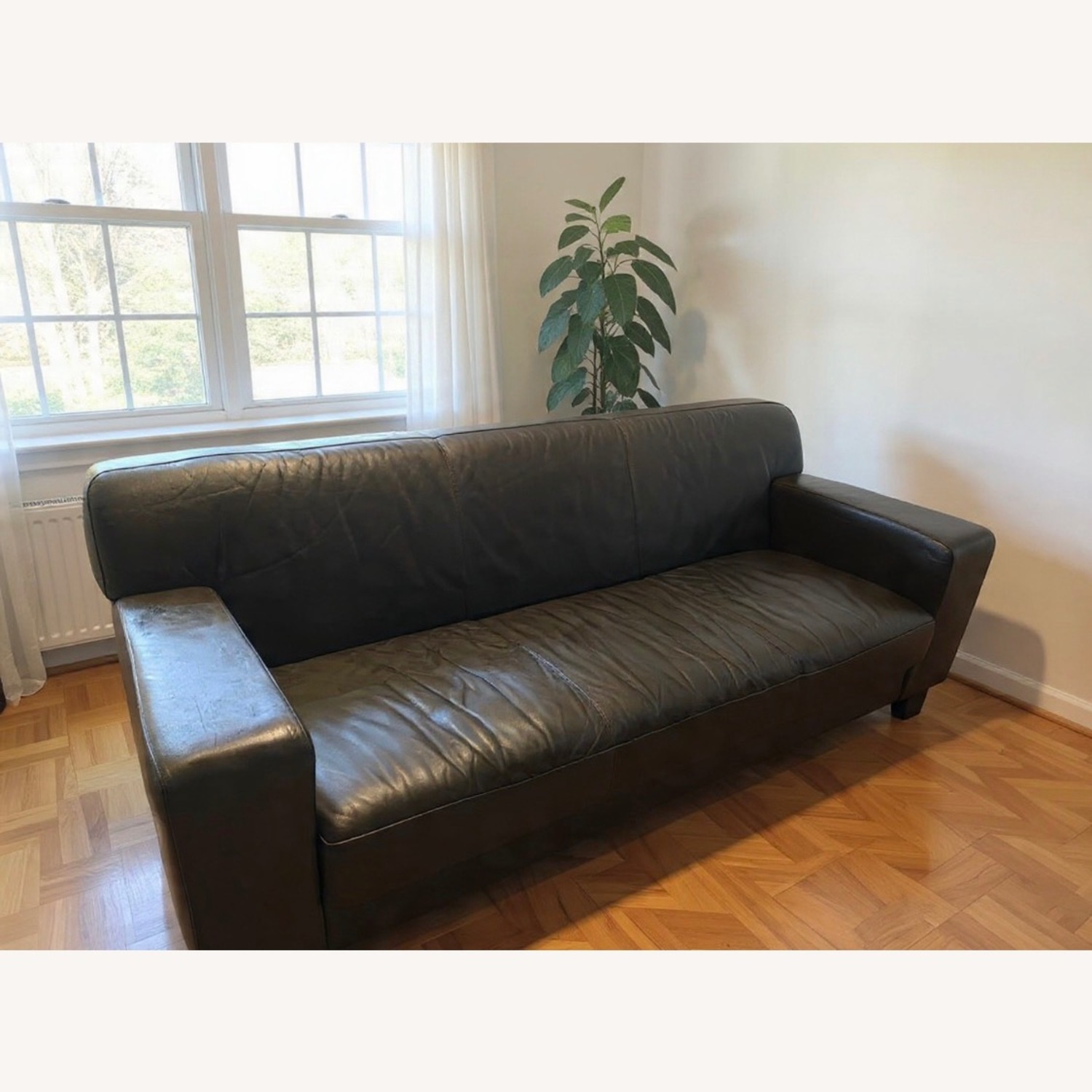 Ethan Allen Spencer Leather Track Arm Sofa - image-0