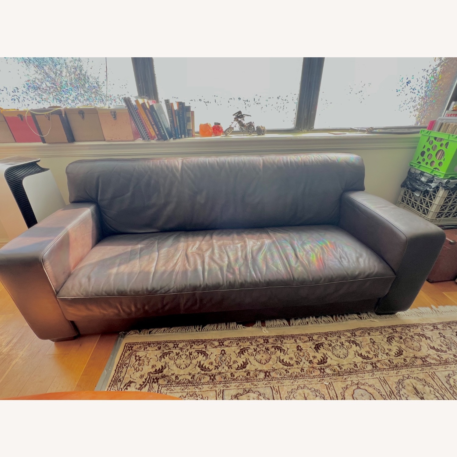 Ethan Allen Spencer Leather Track Arm Sofa - image-1