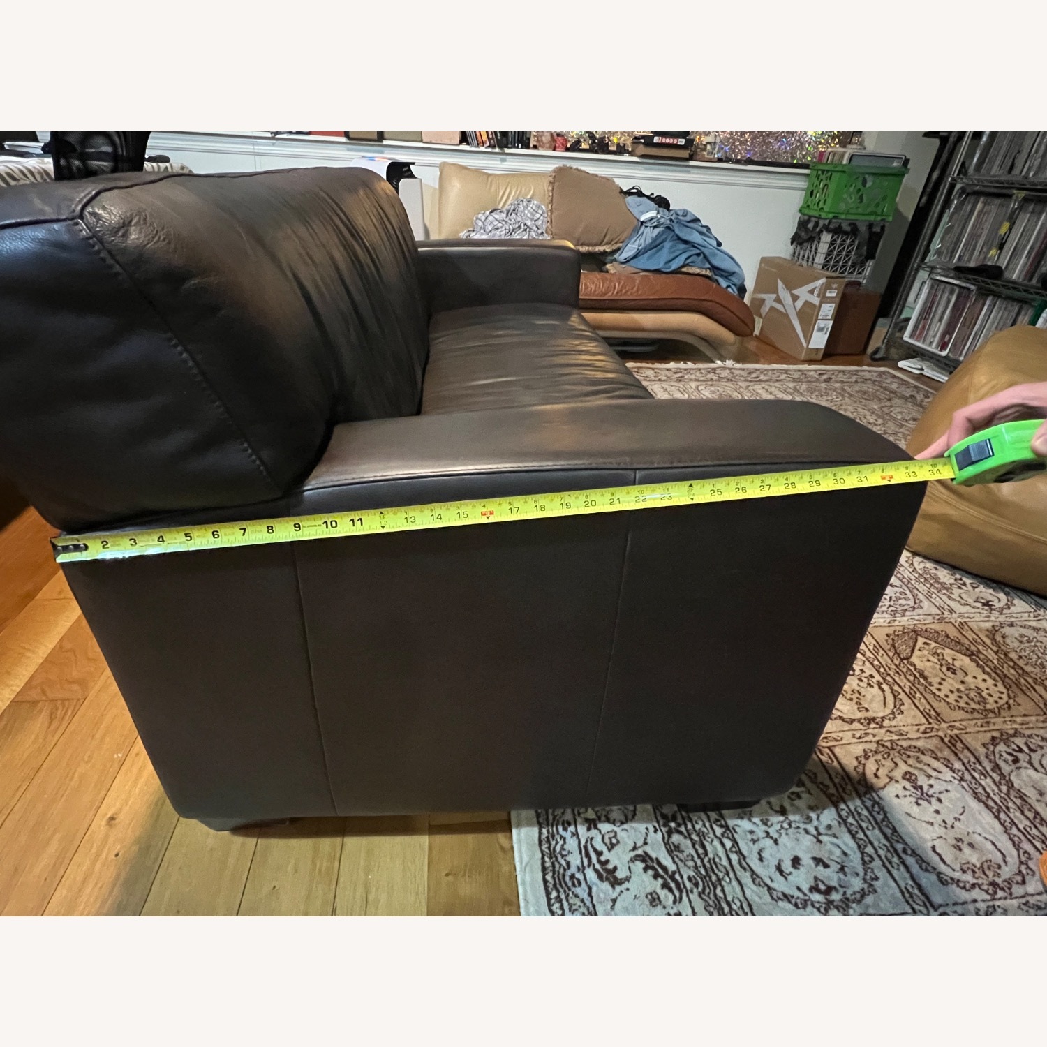 Ethan Allen Spencer Leather Track Arm Sofa - image-5