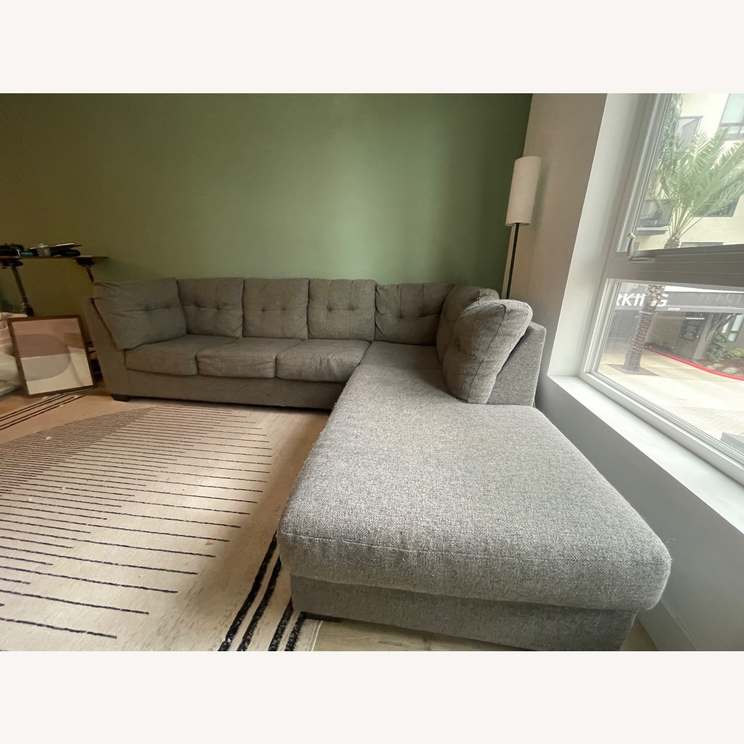 Living Spaces Grey Sectional Sofa - image-1