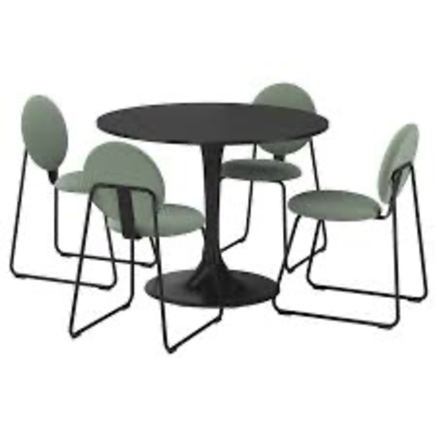 IKEA Månhult Green Metal Dining Chairs - image-2