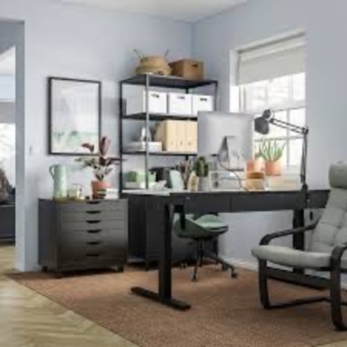 Used IKEA Alex Black Wood Sideboard for sale on AptDeco