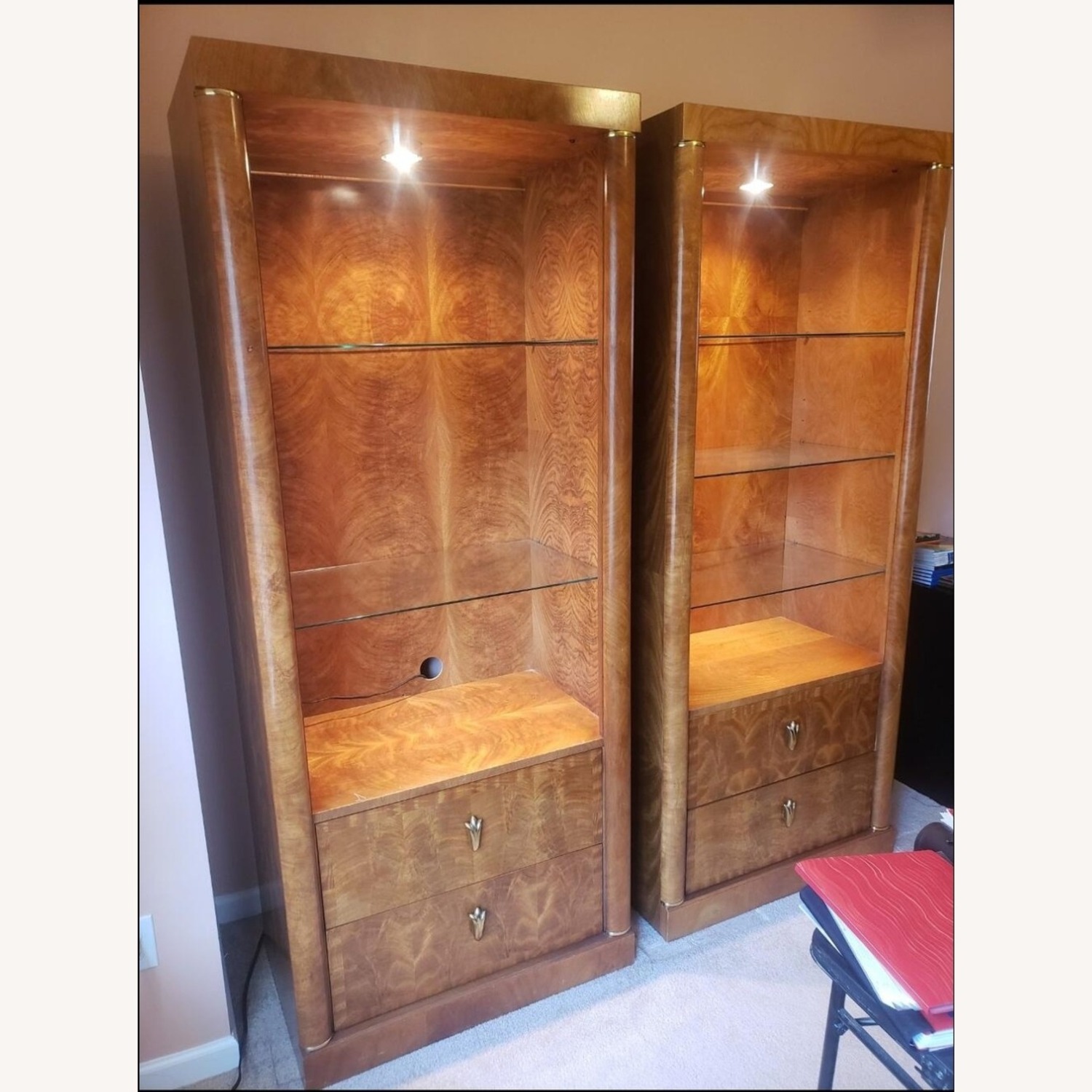 Henredon Light Brown Burlwood Etageres  - image-1