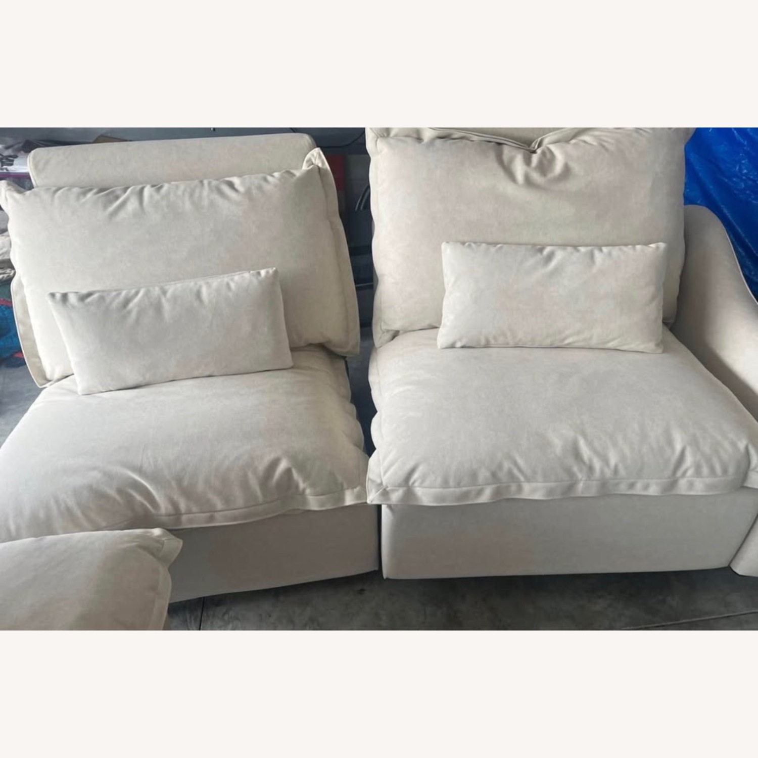 White Fabric 3+ Seater Sofa - image-2