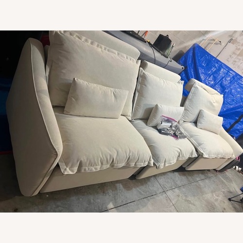 Used White Fabric 3+ Seater Sofa for sale on AptDeco