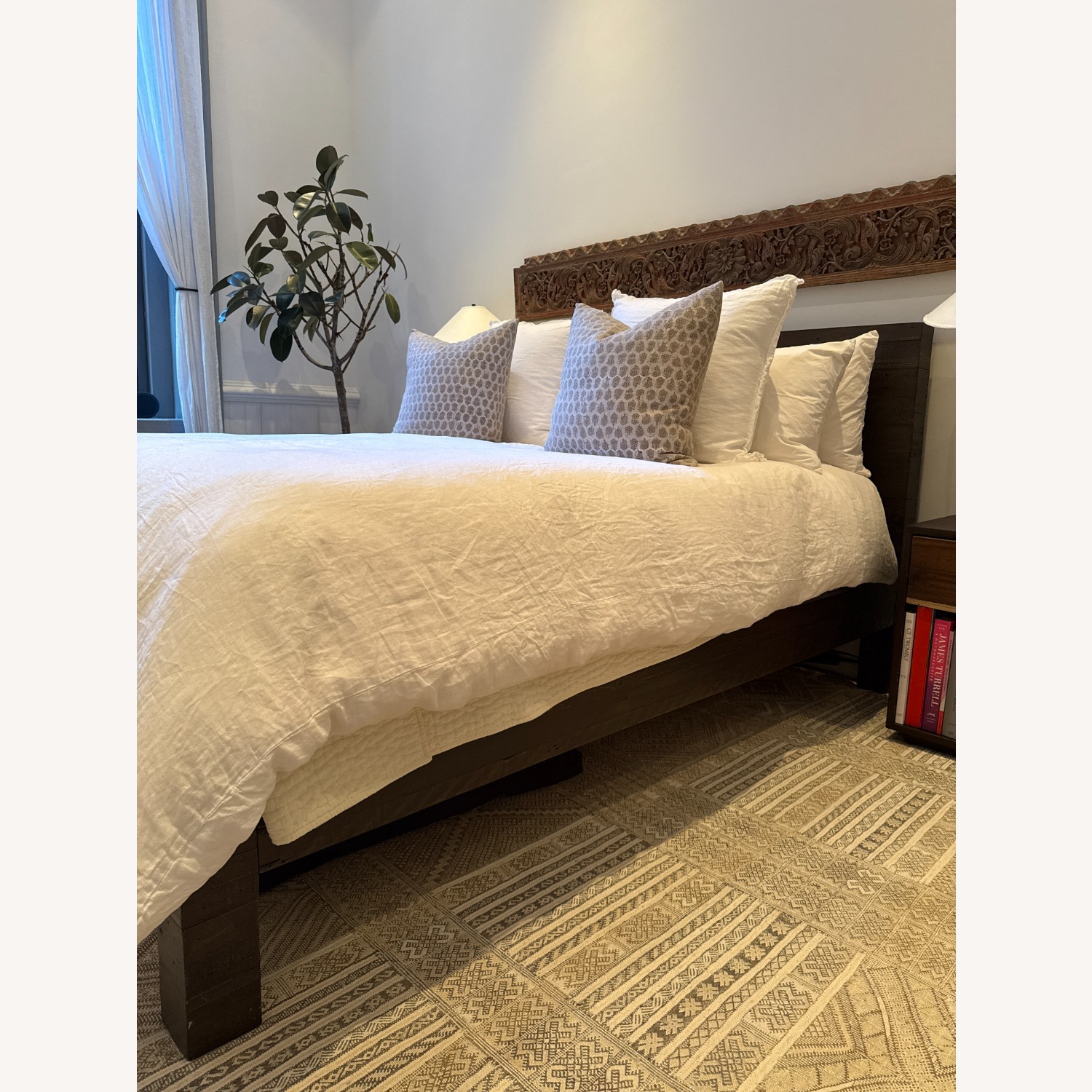West Elm Emmerson Dark Brown Wood Queen Bed - image-5