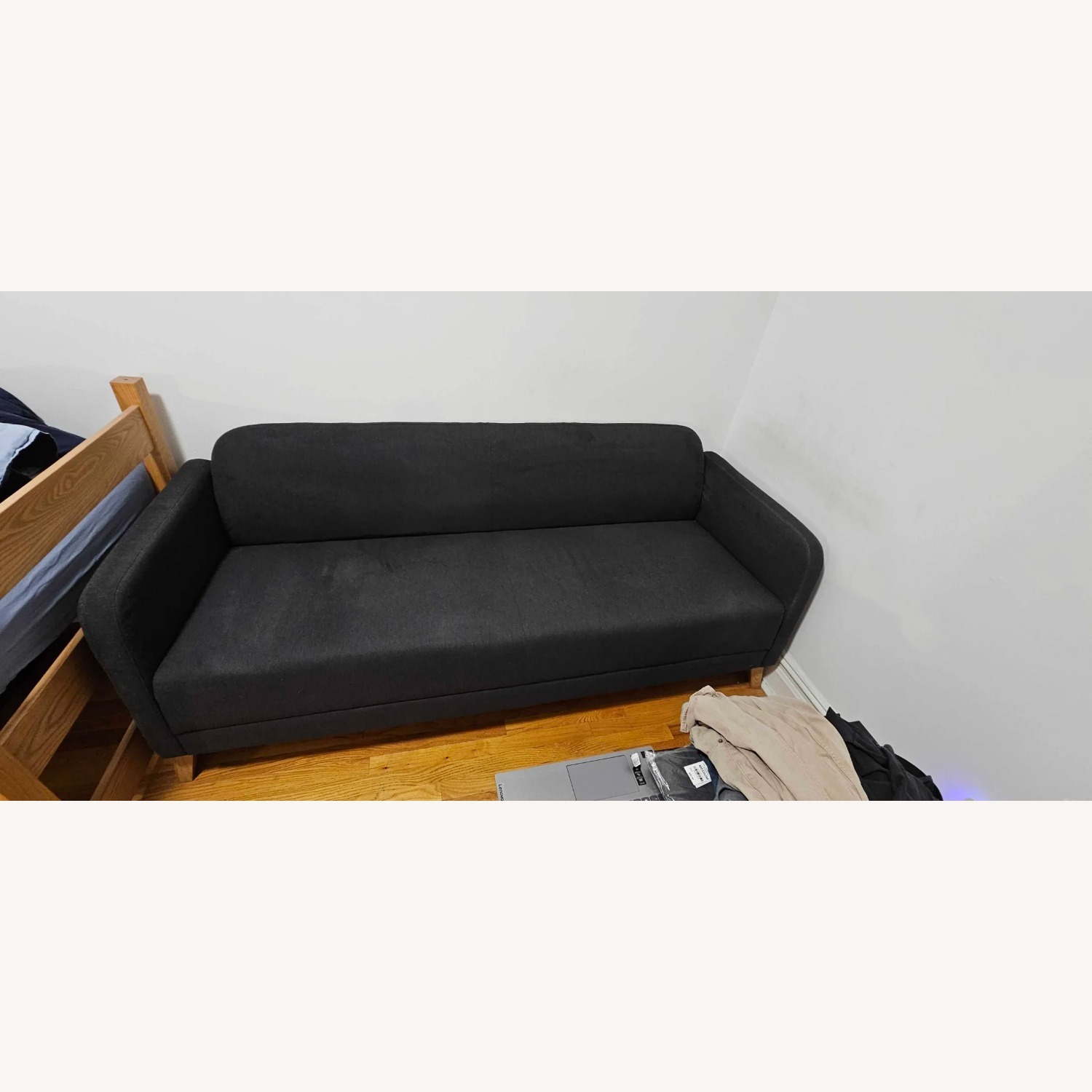 IKEA Linanäs Black Fabric 3+ Seater Sofa - image-1