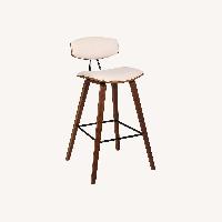 Benzara Cream 28.5-in H Tall Upholstered Wood Bar Stool